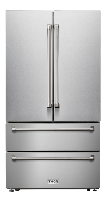 Thor Kitchen 36-Inch 22.5 cu. ft Freestanding French Door Refrigerator with Ice Maker in Stainless Steel (TRF3602)