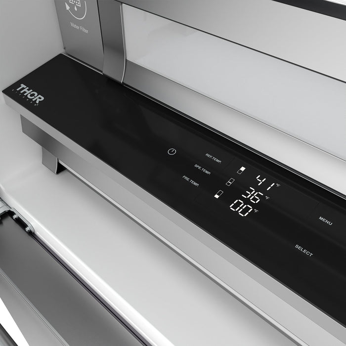 Thor Kitchen 36" Counter Depth Refrigerator TRF3603FD - close up of control panel
