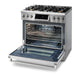 Thor Kitchen 36" Gas Range with 6.0 Cu. Ft. Self-Cleaning Oven, Air Fryer, Tilt Panel in Stainless Steel TRG3601
