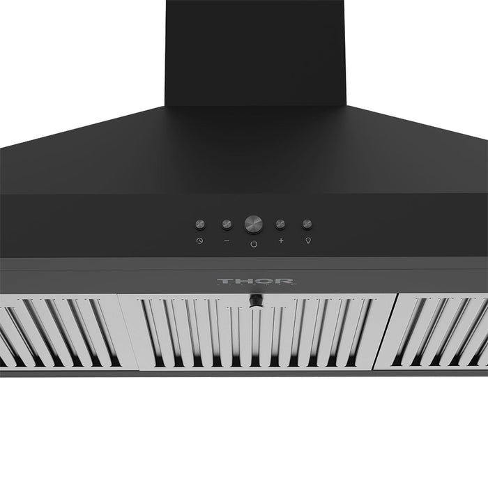 Thor Kitchen 36" Black Chimney Range Hood TRH3635B - controls