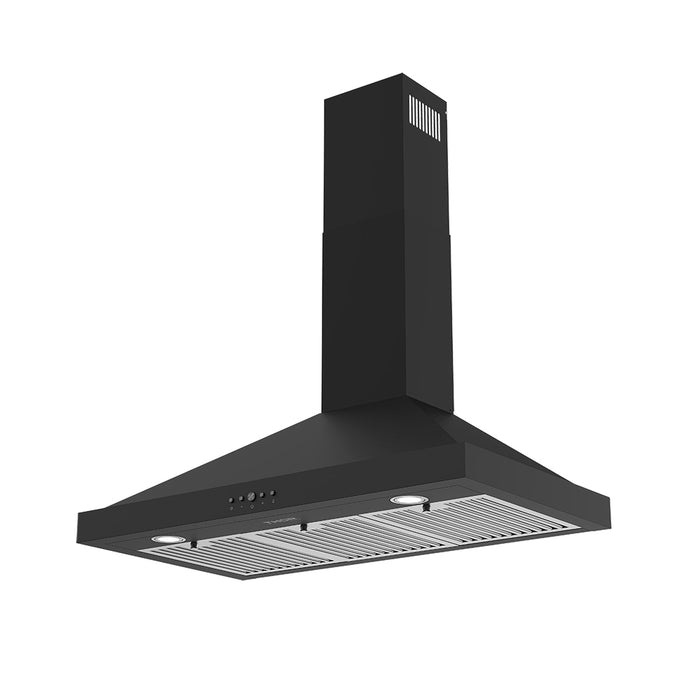 Thor Kitchen 36" Black Chimney Range Hood TRH3635B - right side
