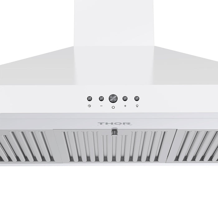 Thor Kitchen 36" White Chimney Range Hood TRH3635W - controls
