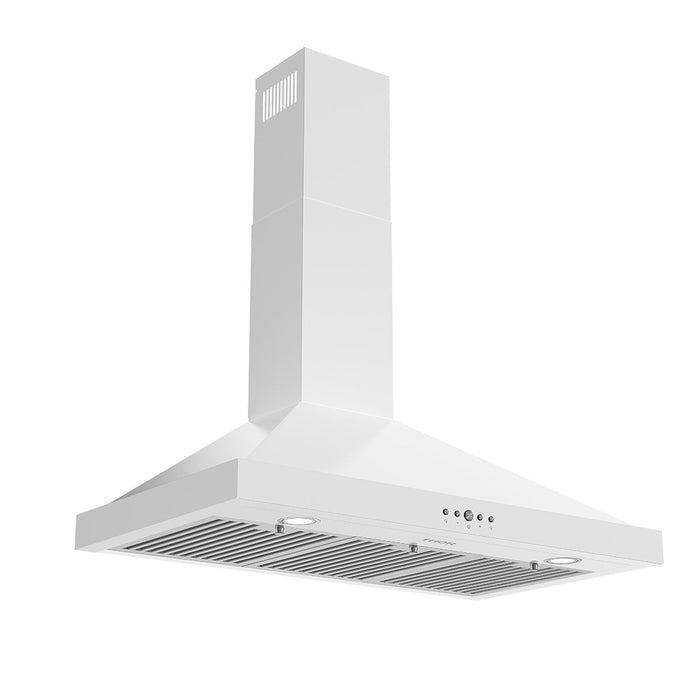 Thor Kitchen 36 Inch Wall Mounted Chimney Range Hood With 350 CFM in White (TRH3635W)