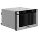 Stainless steel microwave oven with black display, featuring the Thor brand.