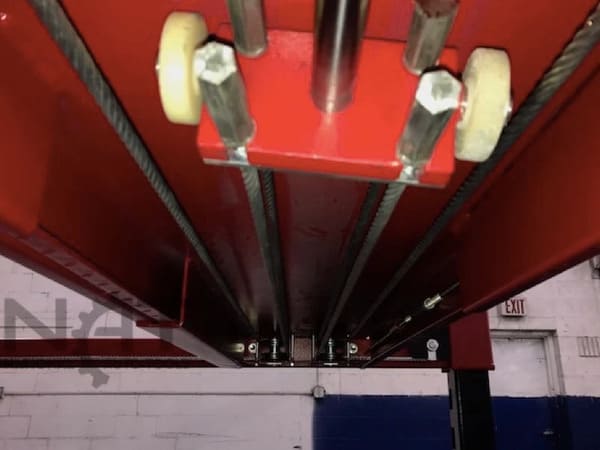 Triumph NOS9000 Car Lift Four Post Safety Cables Securing the Lift Mechanism
