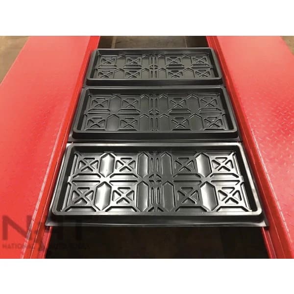 Triumph NOS9000 Car Lift Four Post with Included Drip Trays to Protect Lower Vehicle from Fluid Leaks