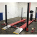 Triumph NOS9000 Four Post Car Lift front and side view with floor base plates visible