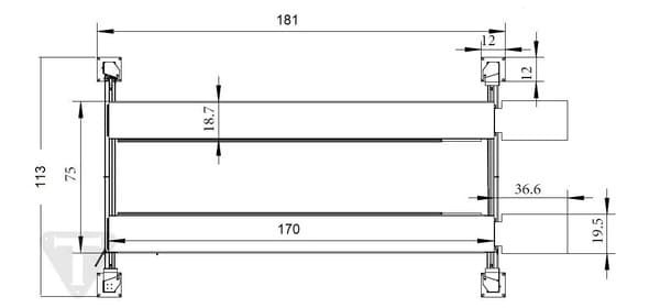 Triumph NOS9000 Car Lift Four Post overall dimensions diagram showing height, length, and width measurements