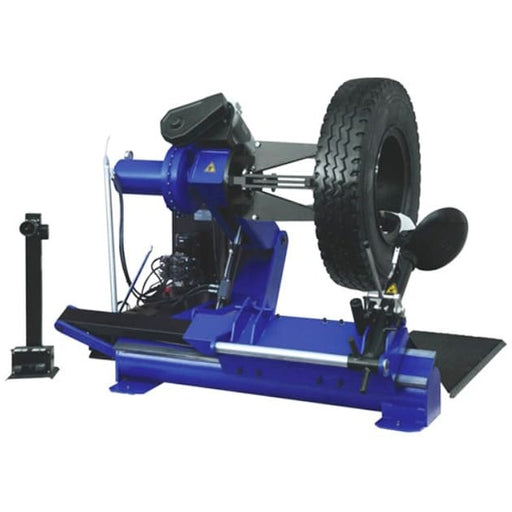Triumph NTC-690 heavy-duty tire changer with hydraulic assist arms for large truck and bus tires.