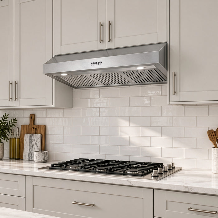 Cosmo 36 in. Under Cabinet Range Hood with Push Button Controls, 3-Speed Fan, LED Lights and Permanent Filters in Stainless Steel - UC36