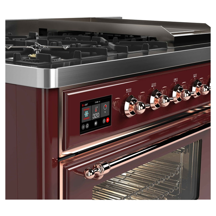 ILVE Majestic II 48 Inch Dual Fuel Range, Double Oven, 8 Burners & Griddle UM12FDNS3
