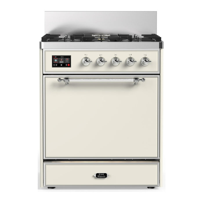 ILVE Majestic III 30" Dual Fuel Range 5 Burners, Solid Door (UM30QNR3)