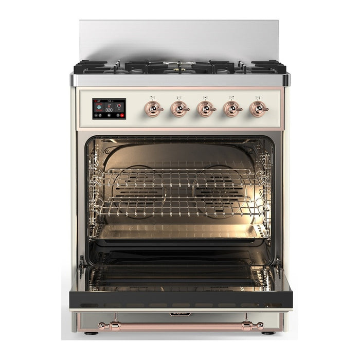 ILVE Majestic III 30" Dual Fuel Range 5 Burners, Solid Door (UM30QNR3)