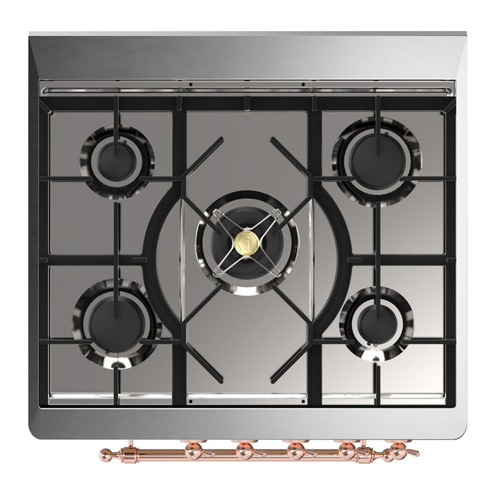 ILVE Majestic III 30" Dual Fuel Range 5 Burners, Solid Door (UM30QNR3)