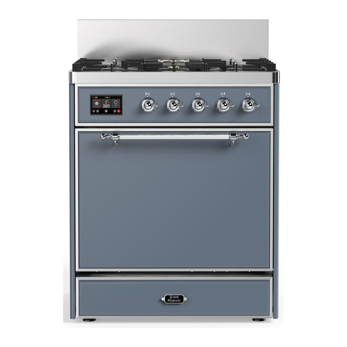 ILVE Majestic III 30" Dual Fuel Range 5 Burners, Solid Door (UM30QNR3)