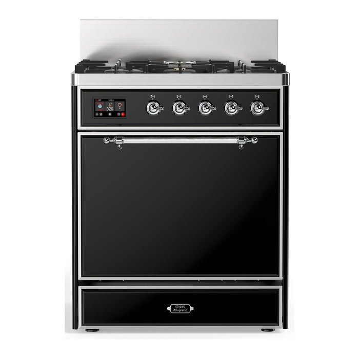 ILVE Majestic III 30" Dual Fuel Range 5 Burners, Solid Door (UM30QNR3)