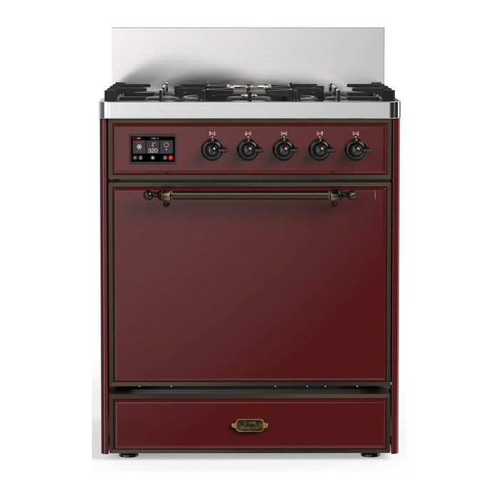 ILVE Majestic III 30" Dual Fuel Range 5 Burners, Solid Door (UM30QNR3)