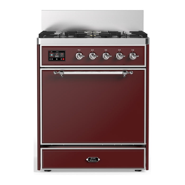 ILVE Majestic III 30" Dual Fuel Range 5 Burners, Solid Door (UM30QNR3)