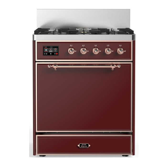 ILVE Majestic III 30" Dual Fuel Range 5 Burners, Solid Door (UM30QNR3)
