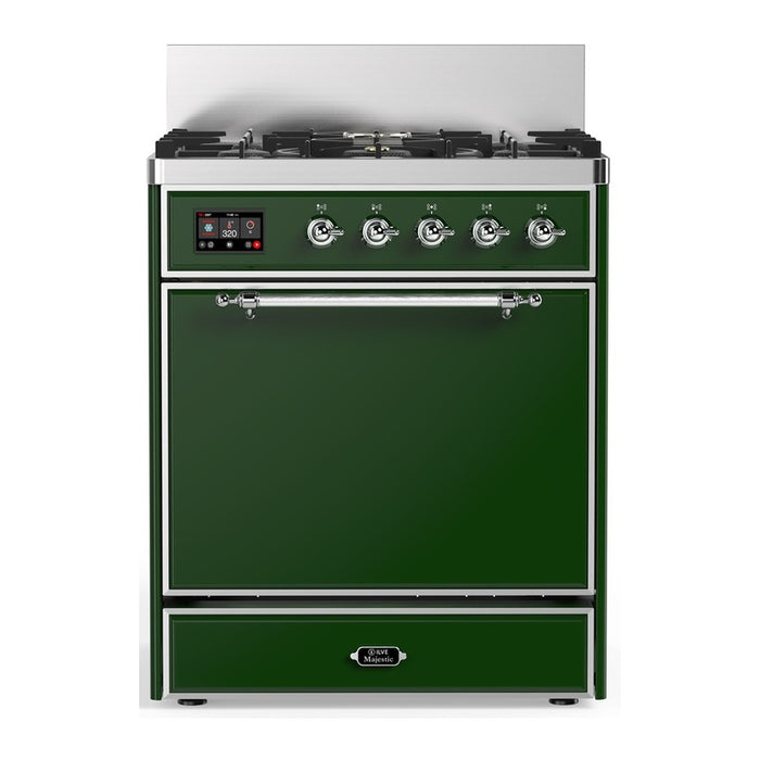 ILVE Majestic III 30" Dual Fuel Range 5 Burners, Solid Door (UM30QNR3)