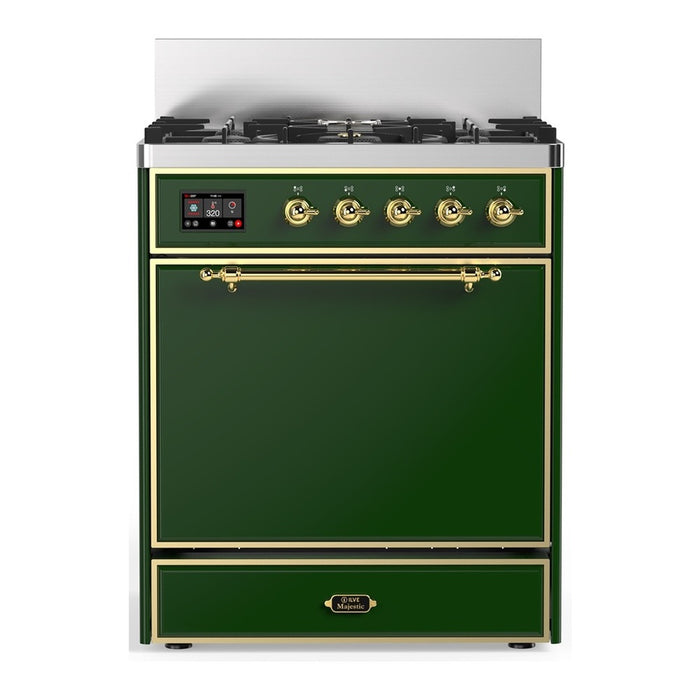 ILVE Majestic III 30" Dual Fuel Range 5 Burners, Solid Door (UM30QNR3)