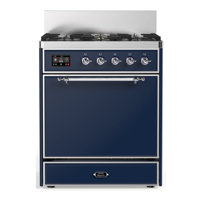 ILVE Majestic III 30" Dual Fuel Range 5 Burners, Solid Door (UM30QNR3)