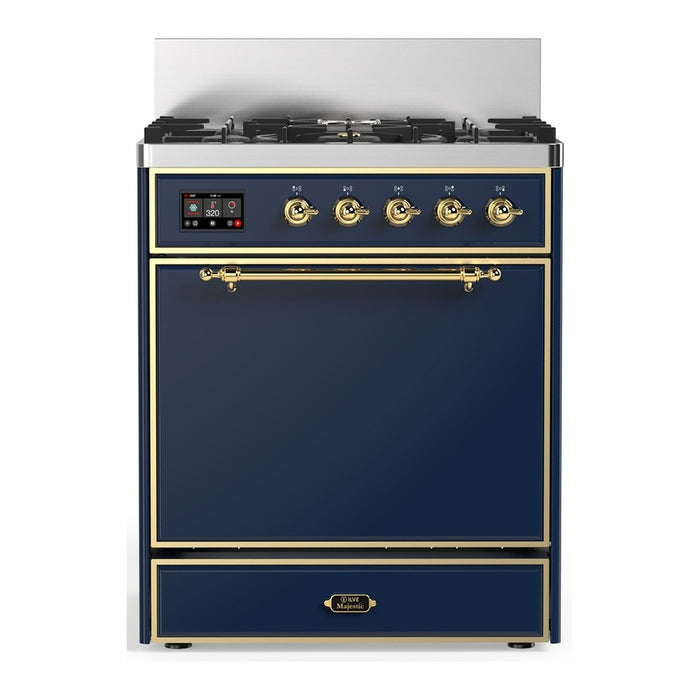 ILVE Majestic III 30" Dual Fuel Range 5 Burners, Solid Door (UM30QNR3)