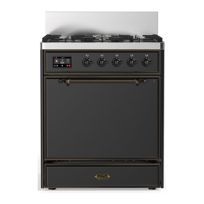 ILVE Majestic III 30" Dual Fuel Range 5 Burners, Solid Door (UM30QNR3)