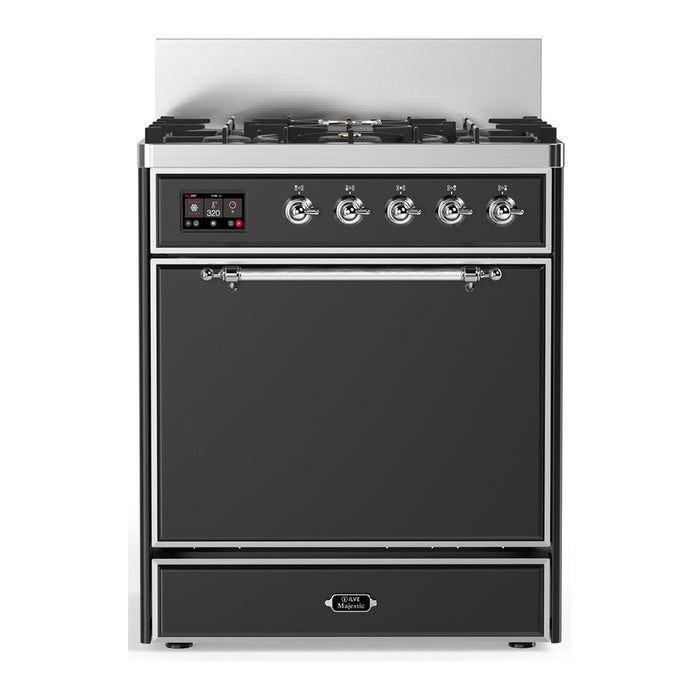 ILVE Majestic III 30" Dual Fuel Range 5 Burners, Solid Door (UM30QNR3)