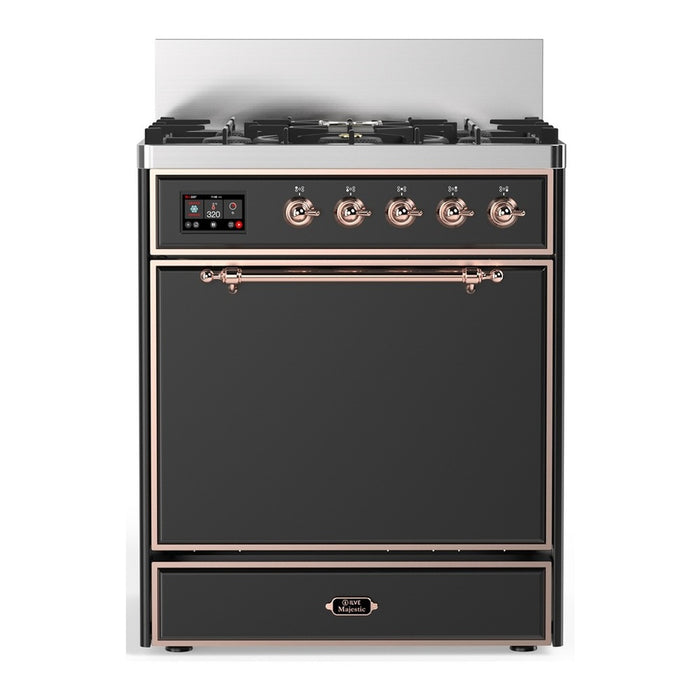 ILVE Majestic III 30" Dual Fuel Range 5 Burners, Solid Door (UM30QNR3)