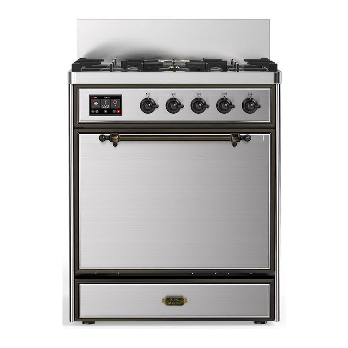 ILVE Majestic III 30" Dual Fuel Range 5 Burners, Solid Door (UM30QNR3)