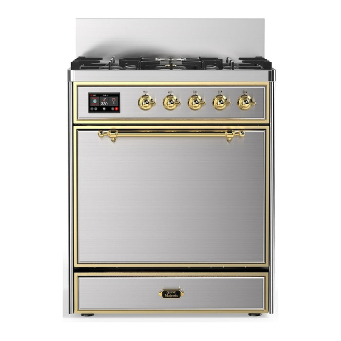 ILVE Majestic III 30" Dual Fuel Range 5 Burners, Solid Door (UM30QNR3)
