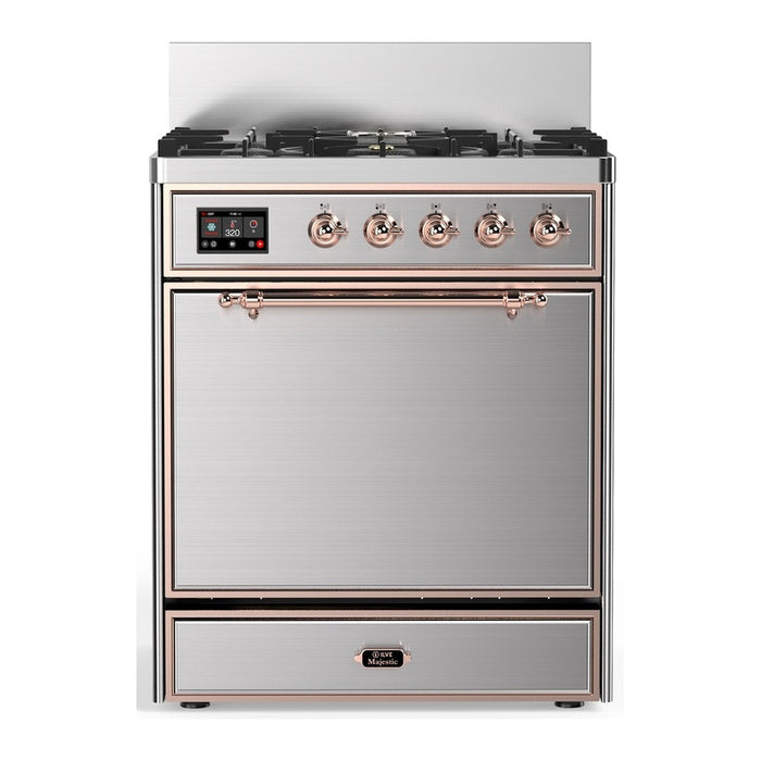 ILVE Majestic III 30" Dual Fuel Range 5 Burners, Solid Door (UM30QNR3)