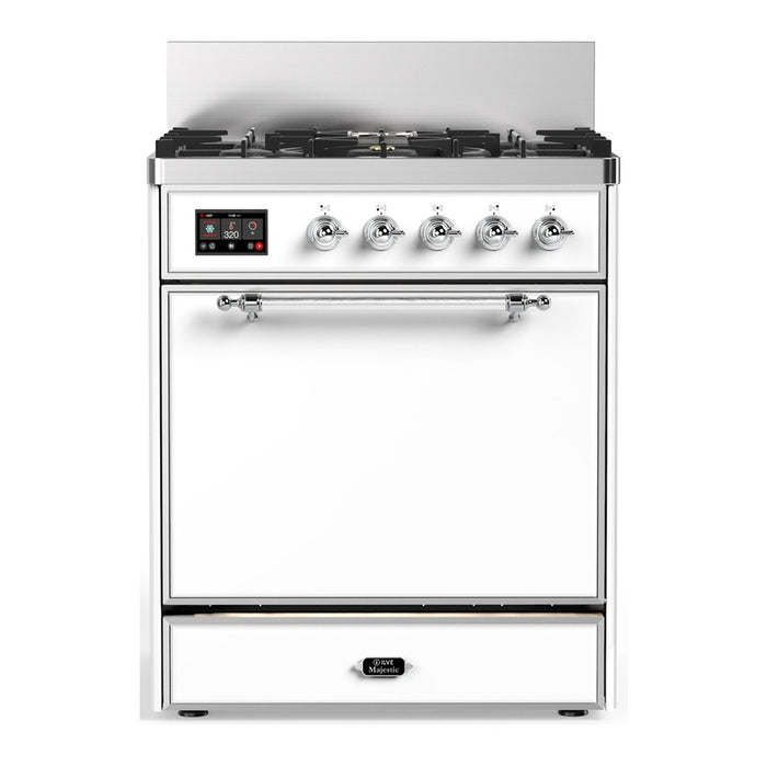 ILVE Majestic III 30" Dual Fuel Range 5 Burners, Solid Door (UM30QNR3)