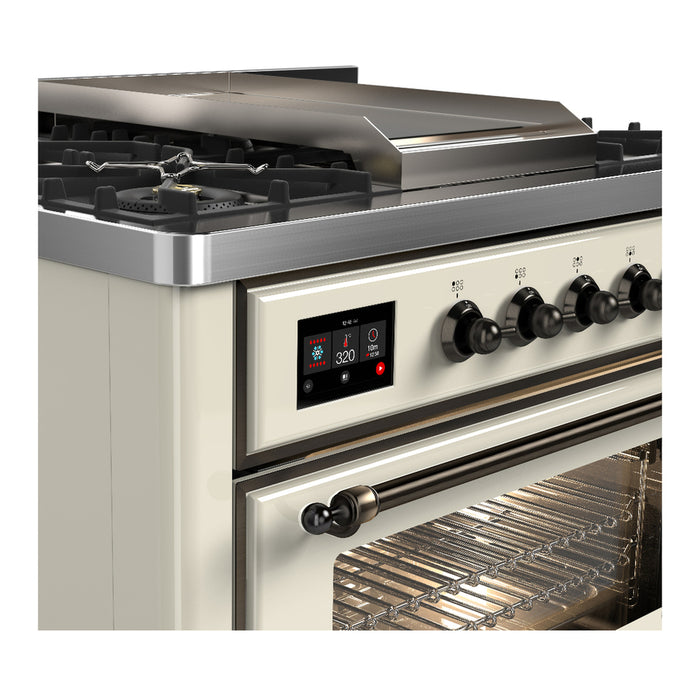 ILVE 36" Dual Fuel Range 25K BTU Majestic III, Triple Glass Door (UM36FNR3)