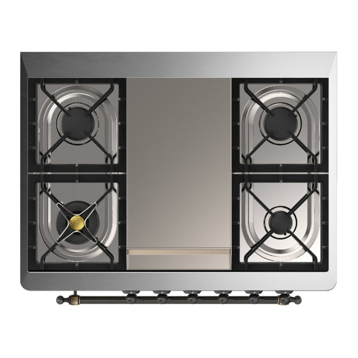 ILVE 36" Dual Fuel Range 25K BTU Majestic III, Triple Glass Door (UM36FNR3)