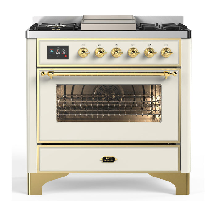 ILVE 36" Dual Fuel Range 25K BTU Majestic III, Triple Glass Door (UM36FNR3)