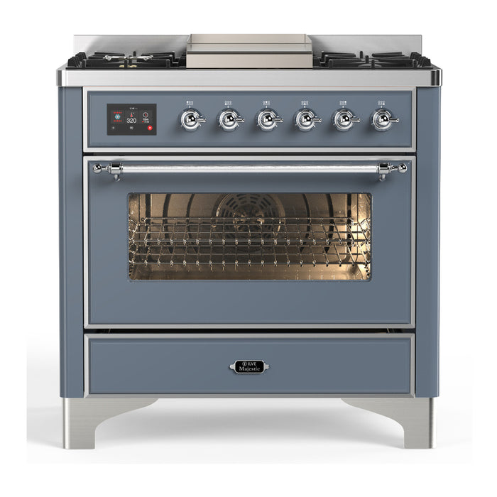 ILVE 36" Dual Fuel Range 25K BTU Majestic III, Triple Glass Door (UM36FNR3)