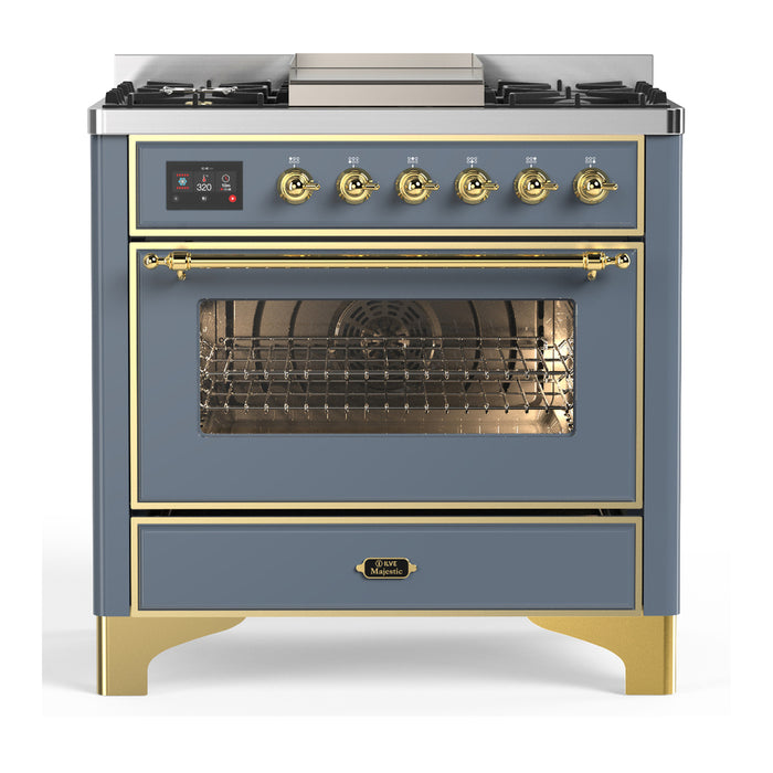 ILVE 36" Dual Fuel Range 25K BTU Majestic III, Triple Glass Door (UM36FNR3)