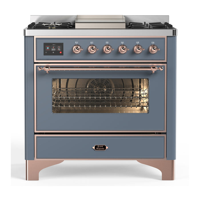 ILVE 36" Dual Fuel Range 25K BTU Majestic III, Triple Glass Door (UM36FNR3)