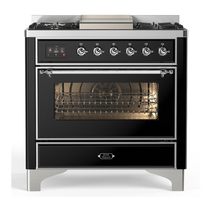 ILVE 36" Dual Fuel Range 25K BTU Majestic III, Triple Glass Door (UM36FNR3)