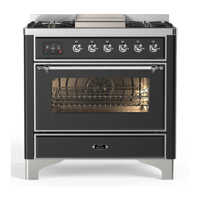 ILVE 36" Dual Fuel Range 25K BTU Majestic III, Triple Glass Door (UM36FNR3)