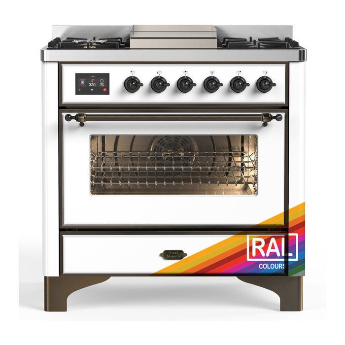 ILVE 36" Dual Fuel Range 25K BTU Majestic III, Triple Glass Door (UM36FNR3)