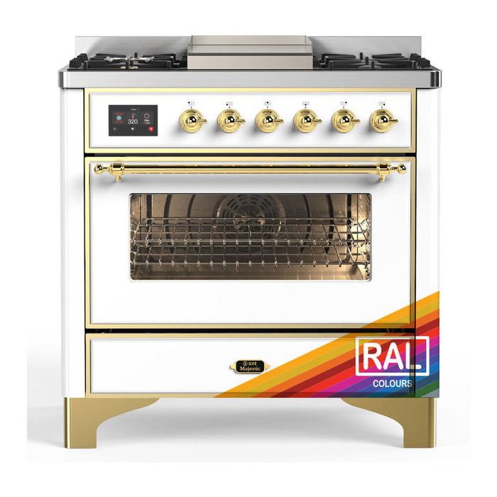 ILVE 36" Dual Fuel Range 25K BTU Majestic III, Triple Glass Door (UM36FNR3)