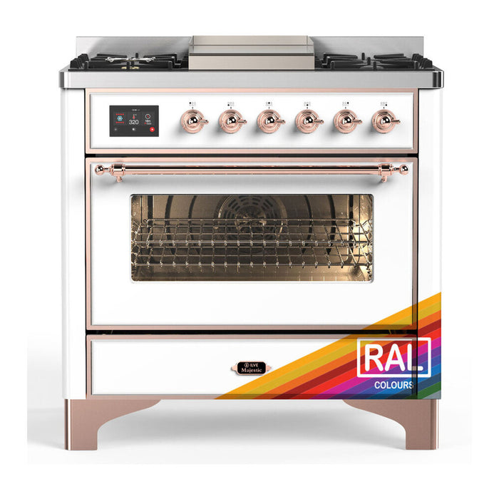 ILVE 36" Dual Fuel Range 25K BTU Majestic III, Triple Glass Door (UM36FNR3)