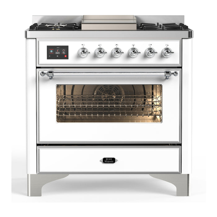 ILVE 36" Dual Fuel Range 25K BTU Majestic III, Triple Glass Door (UM36FNR3)