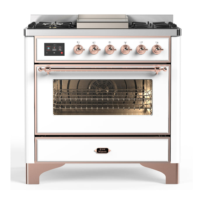 ILVE 36" Dual Fuel Range 25K BTU Majestic III, Triple Glass Door (UM36FNR3)