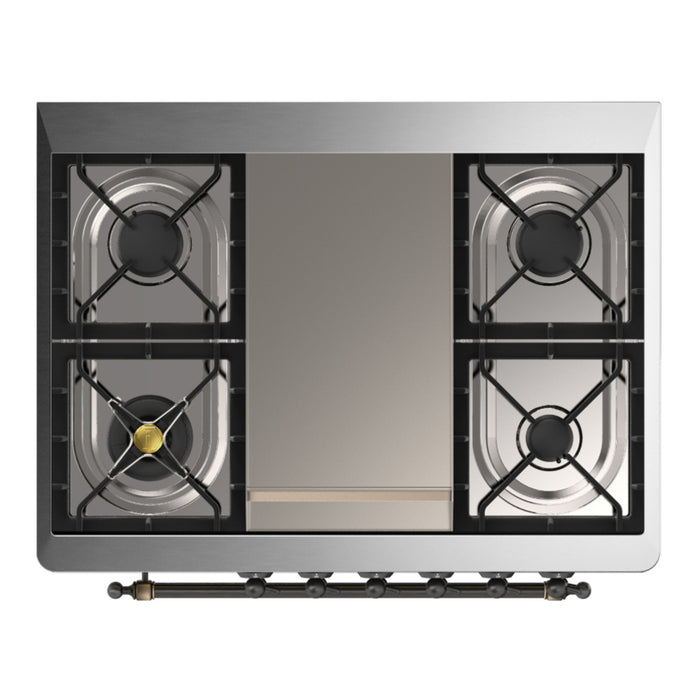 ILVE Majestic III 36" Dual Fuel Range – 6 Burners + Griddle, Solid Door(UM36FQNR3)