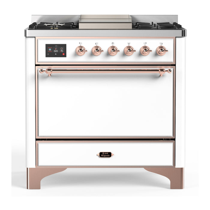 ILVE Majestic III 36" Dual Fuel Range – 6 Burners + Griddle, Solid Door(UM36FQNR3)