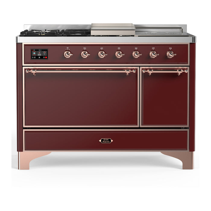 ILVE Majestic III 48" Dual Fuel Range – French Top, Solid Door (UM48FSQNR3)